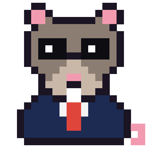 Muskratt, a rat in a suit and sunglasses
